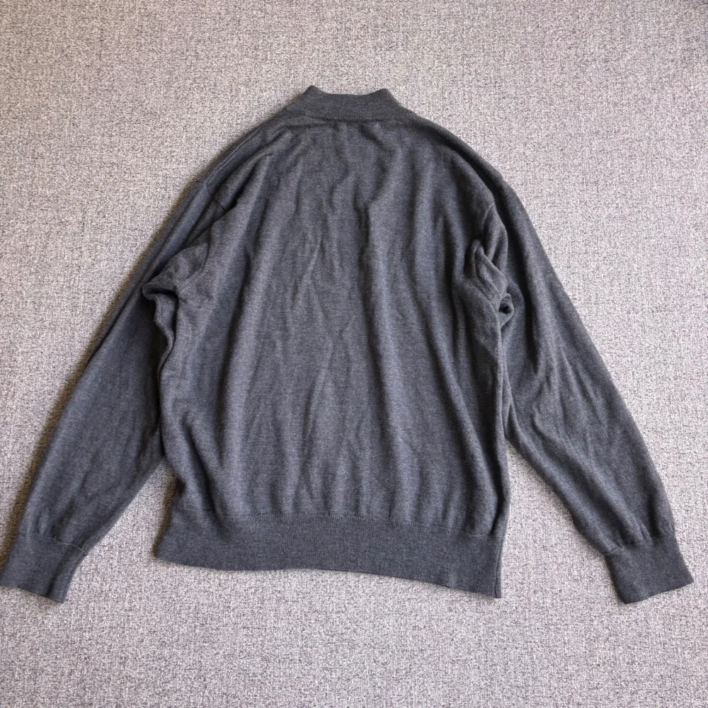 Pendleton Sweater Mens XL Gray Virgin Wool Mock Neck Long Sleeve Knit Pinhole